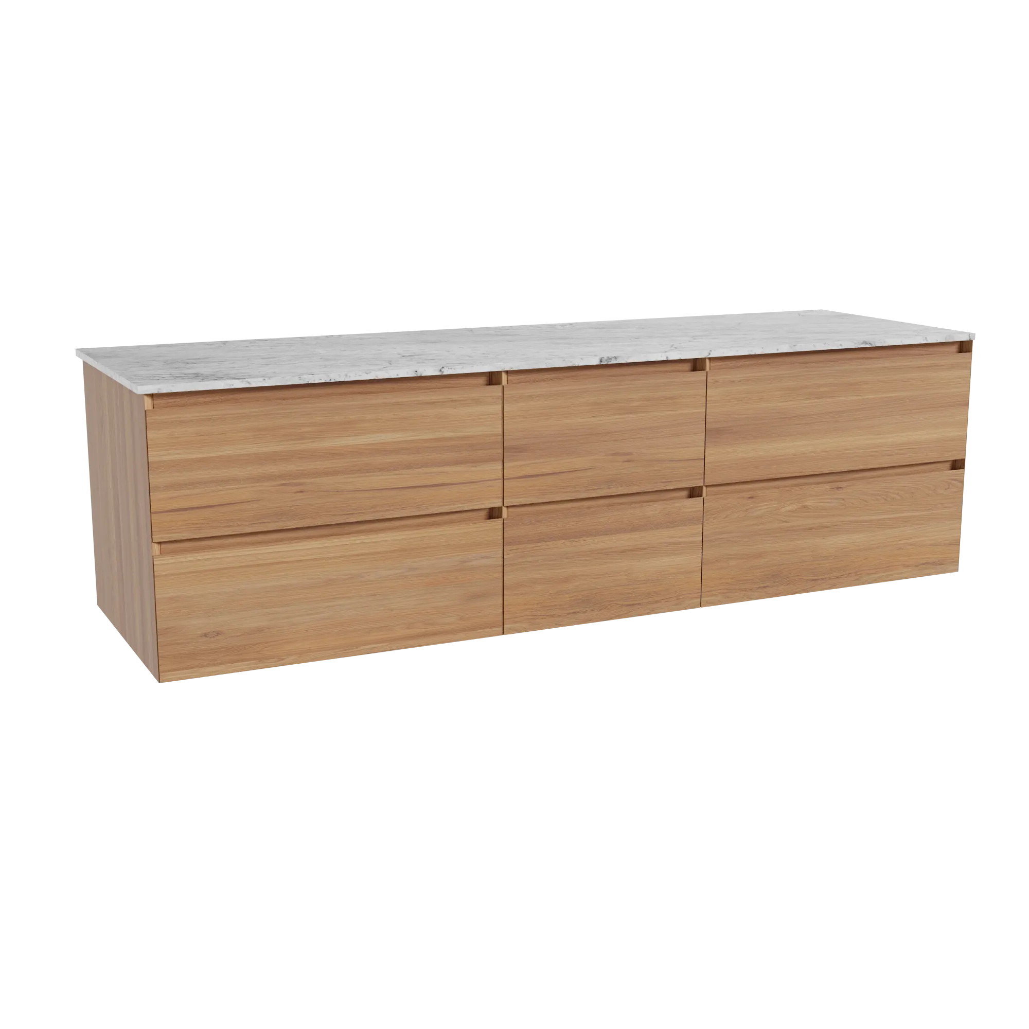 Balmani Mitra meuble salle de bains suspendu 180 x 55 cm teck avec Stretto tablette simple ou double en marbre carrare