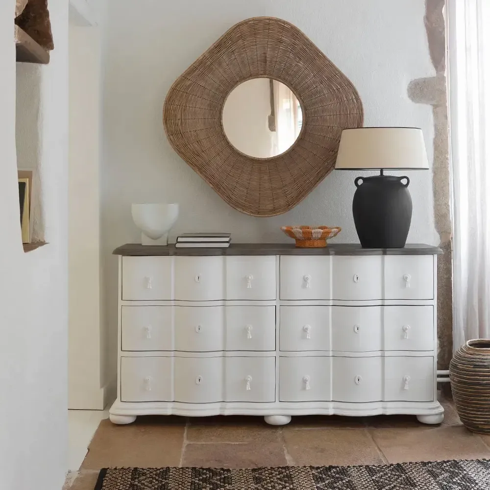 Isis mirror natural rattan and metal 100x5x100