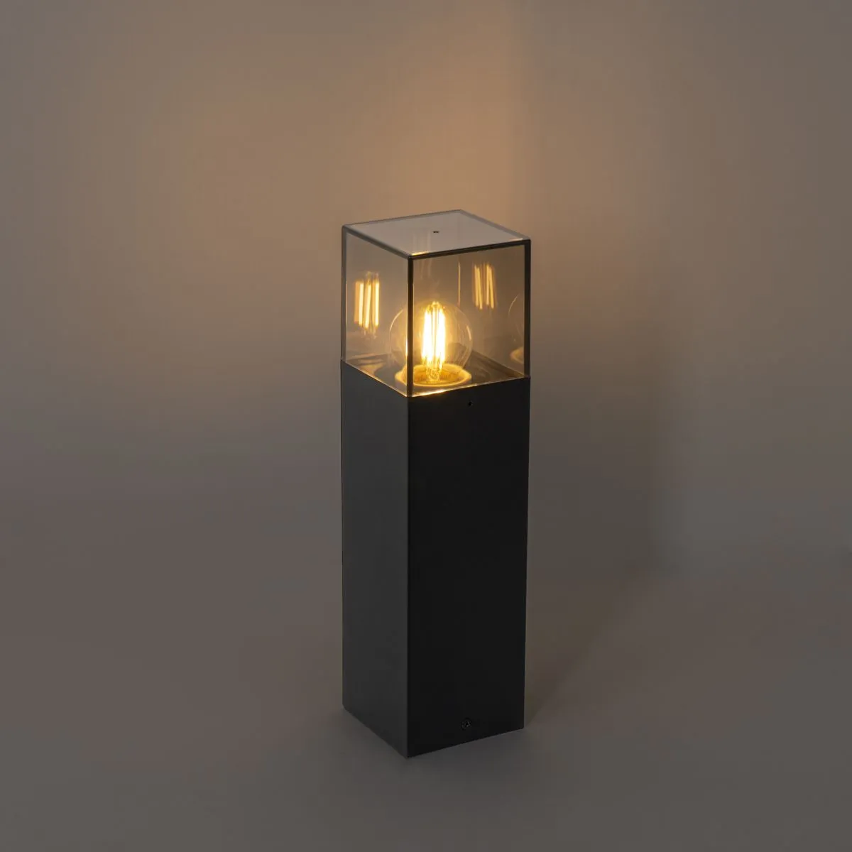 Lampe d’extérieur sur pied noire avec abat-jour fumé 30 cm - Danemark