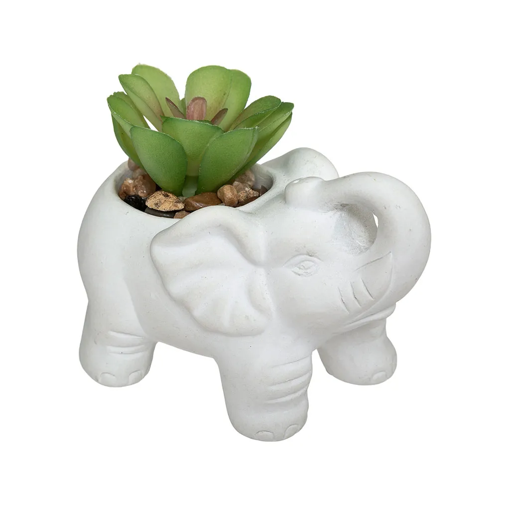 Plante artificielle pot ciment éléphant H 10cm 