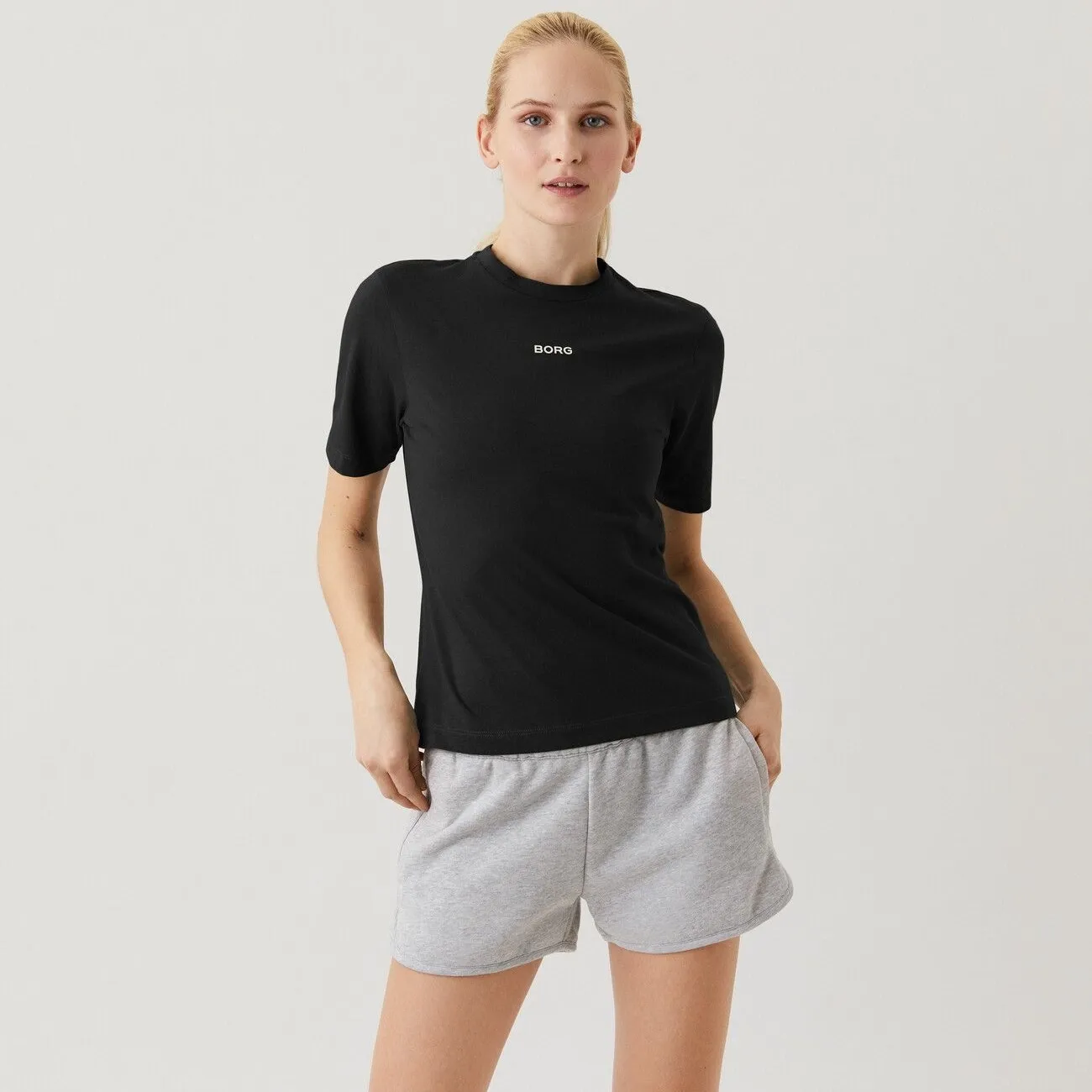 T-shirt Björn Borg Femmes Regular T-Shirt BB Logo Black Beauty